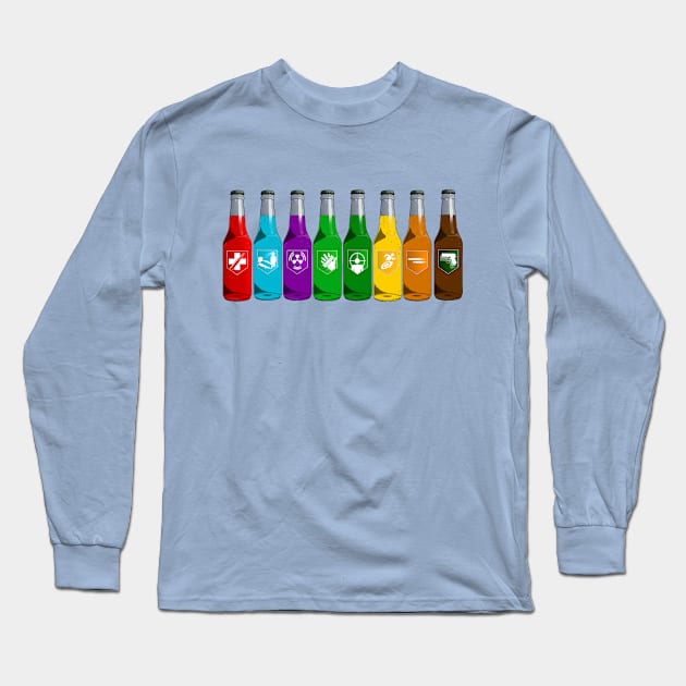 Zombie Perks Lined Up on Light Blue Long Sleeve T-Shirt by LANStudios